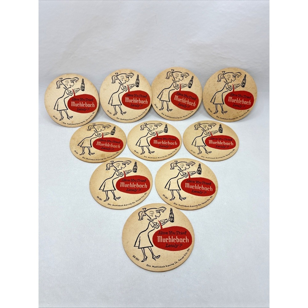 Vintage Have You Tried Muehlebach Lately? Beer Coasters Kansas City Rare 50s Bar
